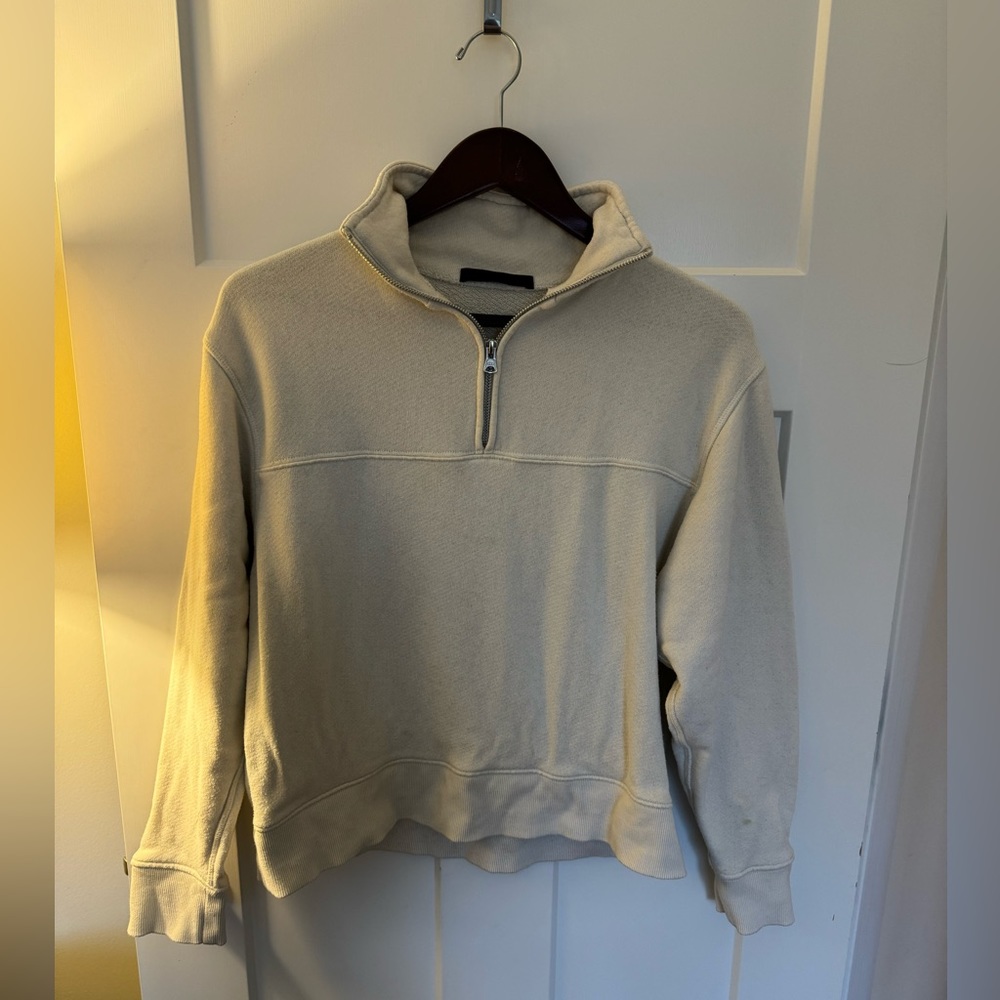 Jenni Kayne Half Zip Sweatshirt Small Ivory